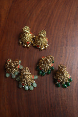 Coral Lakshmi Flower Pot Jhumkas