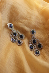 Navy Blue Diamond Chandelier Earrings