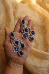 Navy Blue Diamond Chandelier Earrings