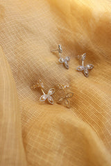 AD Tri Leaf Up-Down Earrings