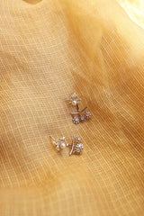 AD Silver Flakes Up-Down Earrings