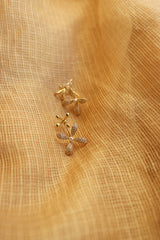 Dainty Gold Flower AD Up-Down Earrings