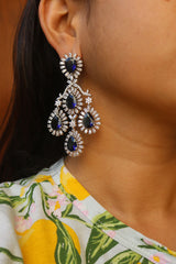 Navy Blue Diamond Chandelier Earrings