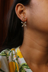 Dainty Gold Flower AD Up-Down Earrings