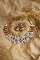 Beaded Motifs Close Neck Set