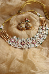 Beaded Motifs Close Neck Set