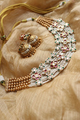 Beaded Motifs Close Neck Set