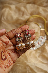 Beaded Motifs Close Neck Set