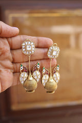 Peacock Polki Dholak Earrings