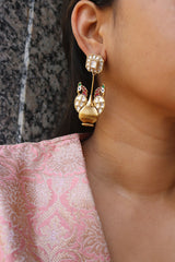 Peacock Polki Dholak Earrings