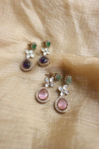 Victorian Flower Polki Earrings