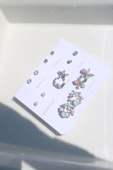 Silver Star Stone Earrings Set