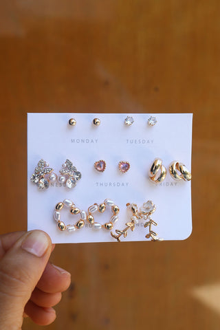 Pearl Stone Earrings Set