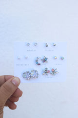 Silver Star Stone Earrings Set