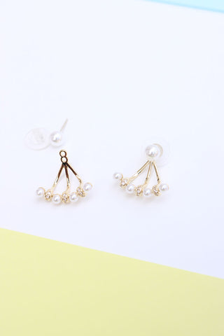 Pearl Stone Up-Down Earrings