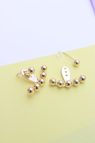 Gold Ball Up-down Earrings