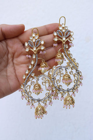 Kundan Tri Jhumka Dangler Earrings (multiple colors)