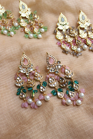 Beaded Kundan Diya Danglers