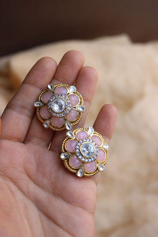 Light Pink Dual Polish Flower Studs