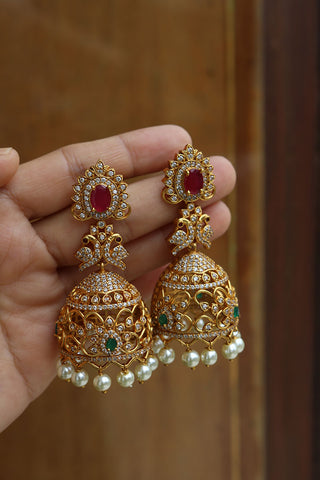 Matte AD Peacock Jhumkas 1 (colors available)