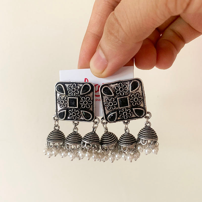 fcityin  Rv Jewelry Black Metal Jhumka Ethnic Earrings Black Oxidised  Earrings