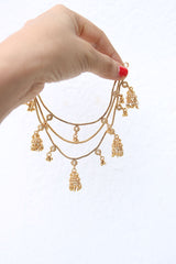 Gold 3 Layered Small Jhumkas Ear Chain