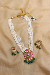 Kundan Pearl Maala Peacock Set