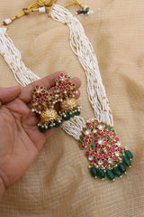 Kundan Pearl Maala Peacock Set